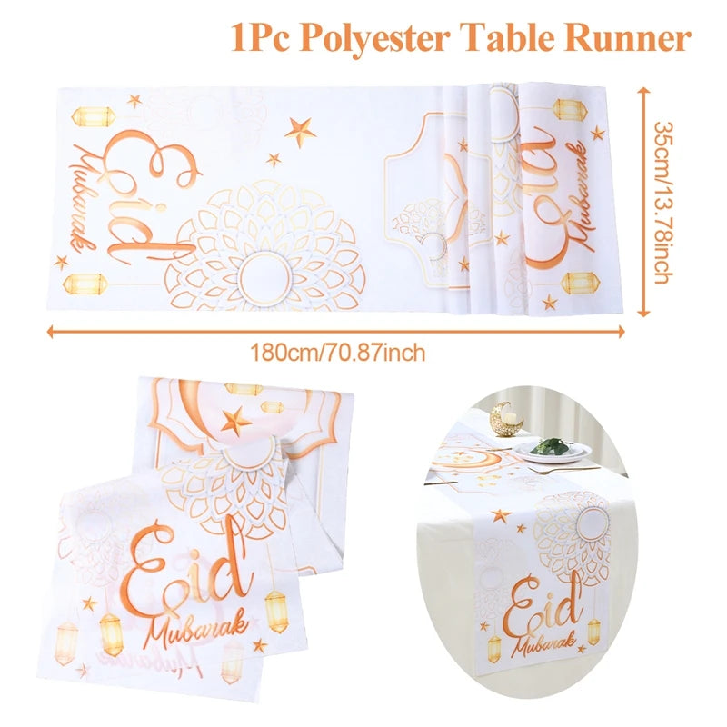 Ramadan Decoration 2025 Table Runner EID Mubarak Decor For Home Tablecloth Ramadan Kareem Islamic Muslim Party Eid Al Adha Gifts