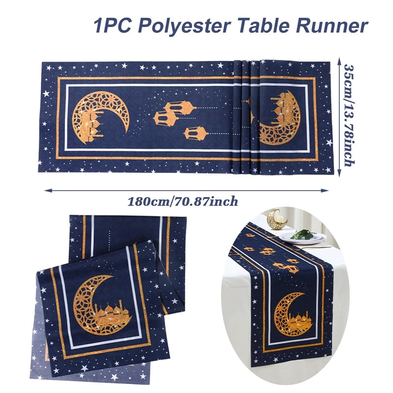 Ramadan Decoration 2025 Table Runner EID Mubarak Decor For Home Tablecloth Ramadan Kareem Islamic Muslim Party Eid Al Adha Gifts