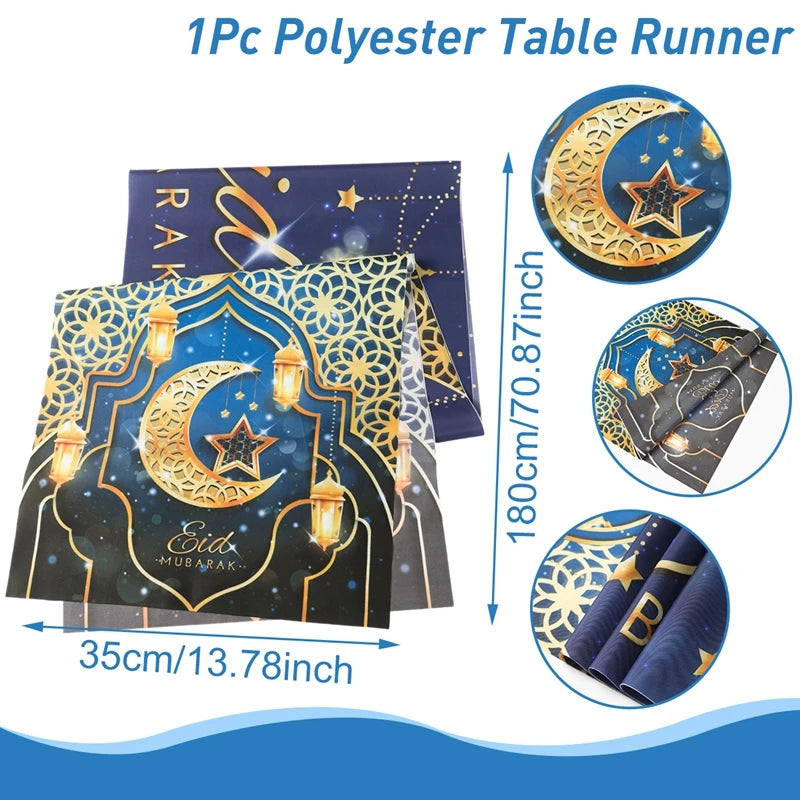 Ramadan Decoration 2025 Table Runner EID Mubarak Decor For Home Tablecloth Ramadan Kareem Islamic Muslim Party Eid Al Adha Gifts