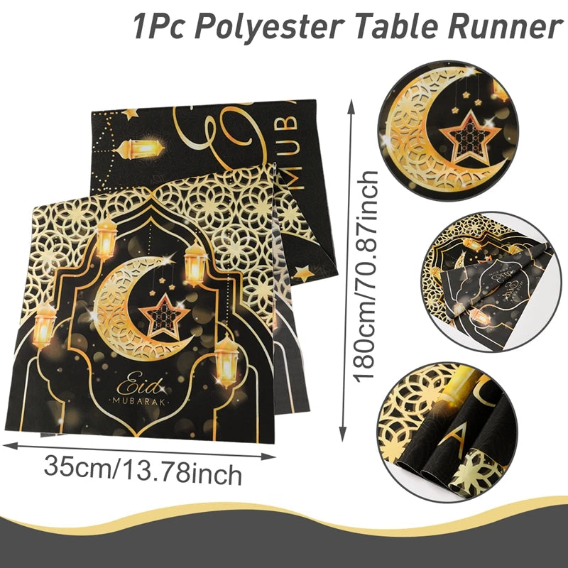 Ramadan Decoration 2025 Table Runner EID Mubarak Decor For Home Tablecloth Ramadan Kareem Islamic Muslim Party Eid Al Adha Gifts