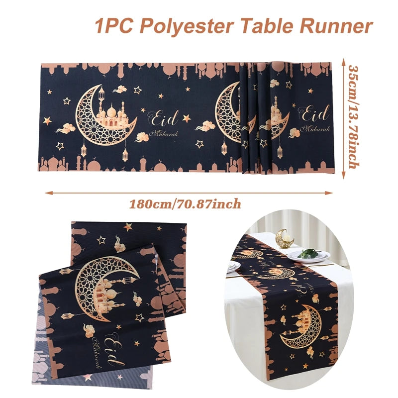 Ramadan Decoration 2025 Table Runner EID Mubarak Decor For Home Tablecloth Ramadan Kareem Islamic Muslim Party Eid Al Adha Gifts