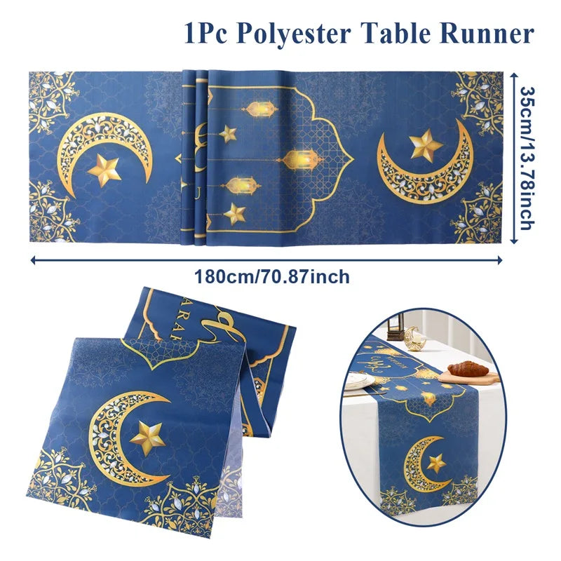 Ramadan Decoration 2025 Table Runner EID Mubarak Decor For Home Tablecloth Ramadan Kareem Islamic Muslim Party Eid Al Adha Gifts