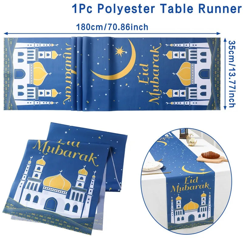 Ramadan Decoration 2025 Table Runner EID Mubarak Decor For Home Tablecloth Ramadan Kareem Islamic Muslim Party Eid Al Adha Gifts