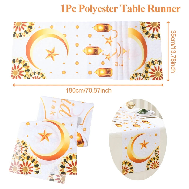 Ramadan Decoration 2025 Table Runner EID Mubarak Decor For Home Tablecloth Ramadan Kareem Islamic Muslim Party Eid Al Adha Gifts