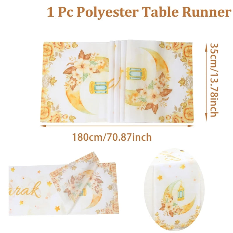 Ramadan Decoration 2025 Table Runner EID Mubarak Decor For Home Tablecloth Ramadan Kareem Islamic Muslim Party Eid Al Adha Gifts