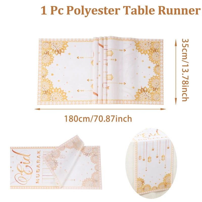 Ramadan Decoration 2025 Table Runner EID Mubarak Decor For Home Tablecloth Ramadan Kareem Islamic Muslim Party Eid Al Adha Gifts