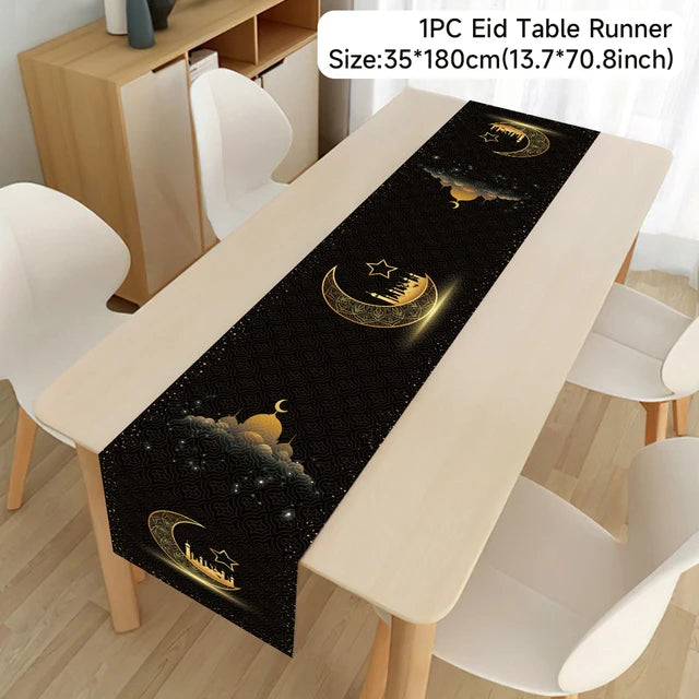 Ramadan Decoration 2025 Table Runner EID Mubarak Decor For Home Tablecloth Ramadan Kareem Islamic Muslim Party Eid Al Adha Gifts