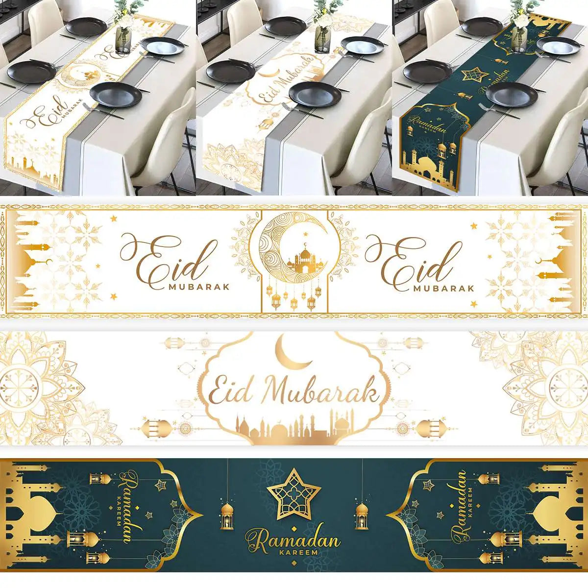 Ramadan Decoration 2025 Table Runner EID Mubarak Decor For Home Tablecloth Ramadan Kareem Islamic Muslim Party Eid Al Adha Gifts